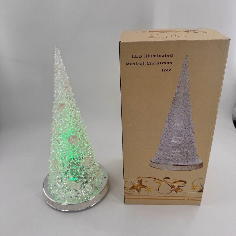 Cracker Barrel LED Light Up Acrylic Christmas Tree 18” Color-Changing Read